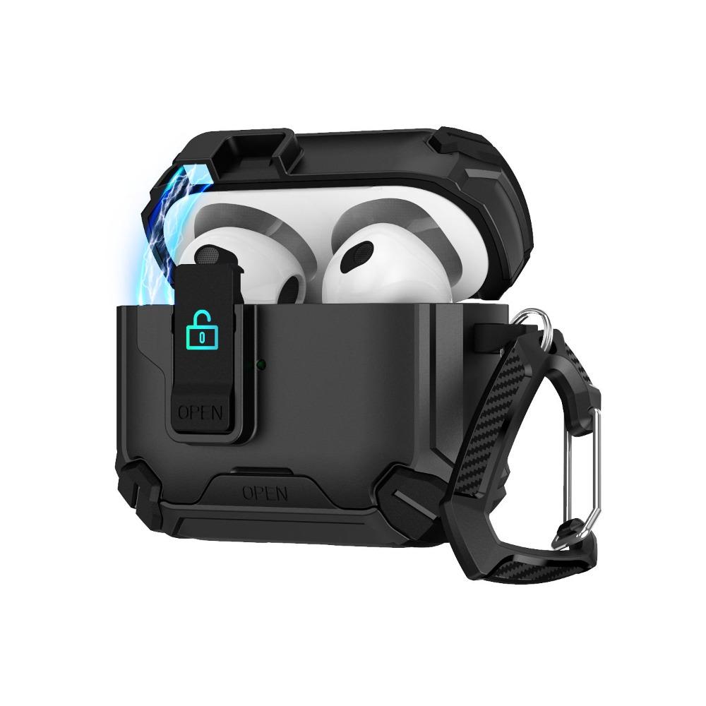 Magnetic Automatic Switch Armor Earphone Case With Hook For Apple Airpods 4 3 Pro 2 1 Bracket Shockproof Wireless Charging Cover
