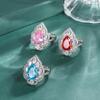 Manufacturer Jewelry Open Ring Cross Border Color Treasure Sea Blue Retro Palace Orange Red Fashion Women's