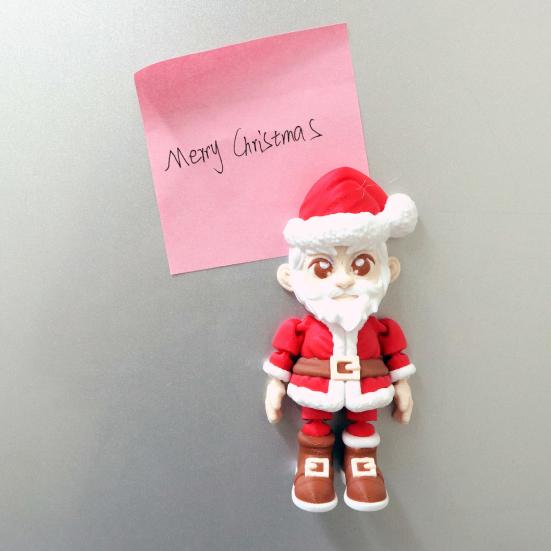 Yousheng Santa Fridge Magnet Movable Joints Christmas Ornaments 3D Printed Festive Fridge Decor Unique Party Gift