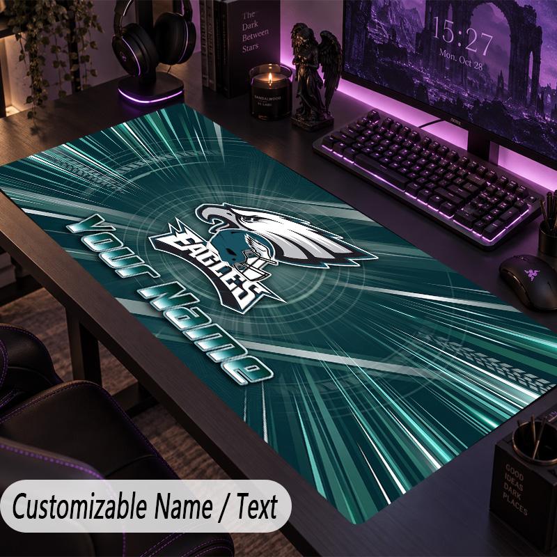 Large Mouse PadPhiladelphia Eagles Custom Name Text Personalized Desk Mat Non Slip Gaming Pad