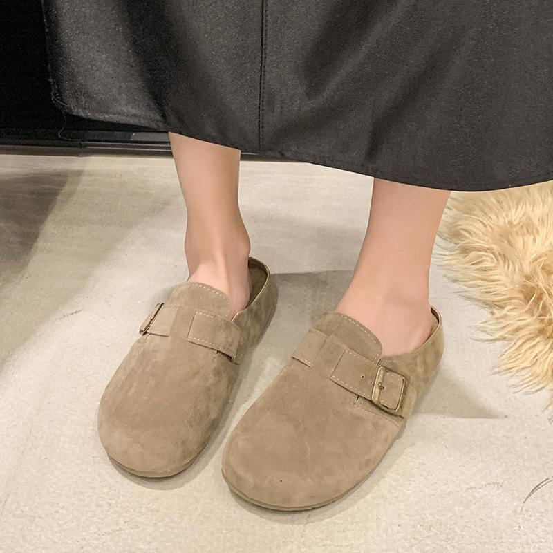 Petite Women's Vintage Half Slippers With Thick Sole And Rubber Outsole Spring Autumn New Arrival Bohemian Style Flat Form Sanda