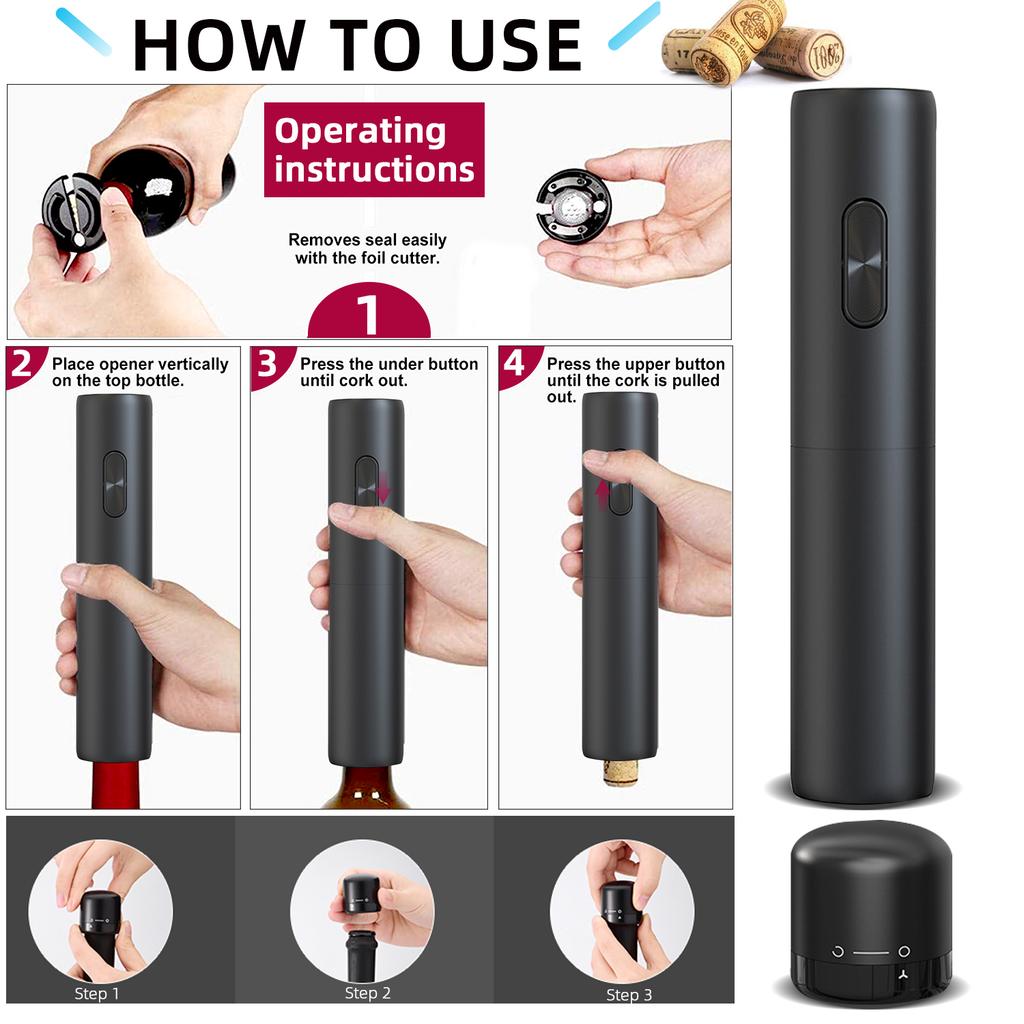 Electric Wine Bottle Opener Automatic Red Wine Corkscrew Wine Opener Wine Battery Bottle Opener Tools Kitchen Products