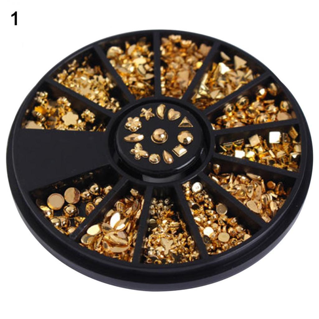 1 Wheel Mixed 12 Shapes 3D Nail Studs Art Decors DIY Decoration Manicure Tools