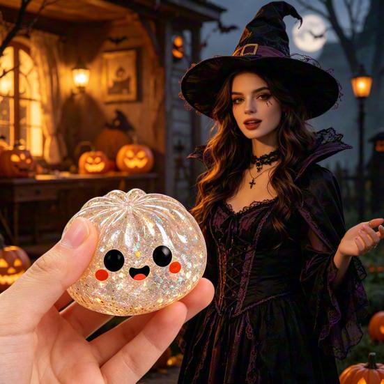 Stressball kneten 1/5 Stück Halloween Knödel Entlastungsspielzeug Kürbis Geist Augapfel Gedämpftes Brötchen Sensorisches Fidget Spielzeug für Erwachsene Kinder Gruselig