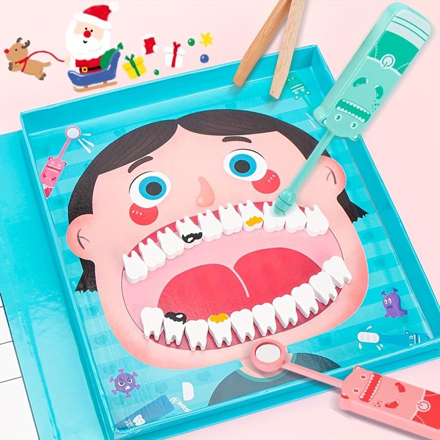 Blue Wooden Dentist Toy Set for Ages 3 and Up, Educational Dental Role-playing Game with Medical Tool Accessories, Perfect for Halloween, Christmas