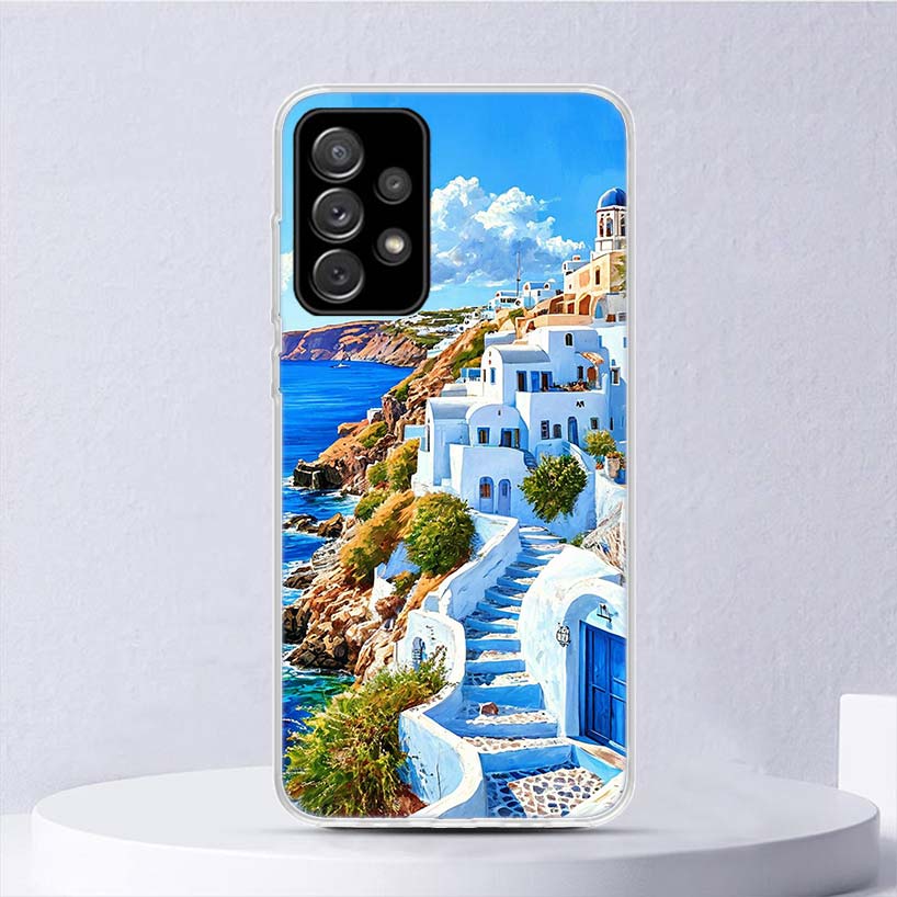 Greece In Summer Santorini Soft Case For Samsung Galaxy A17 A16 A26 A36 A56 A15 A14 A13 A55 A54 A53 Phone Cover A25 A35 A24 A34