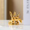 Handicraft Ceramic Rabbit Ring Holder Unique Aesthetic Easter Rabbit Ornament  Home Decoration