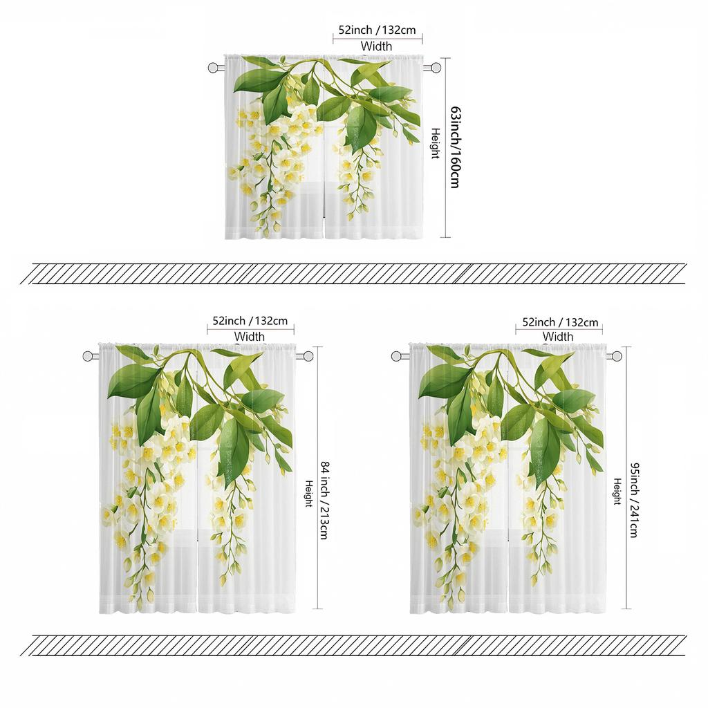 Floral Curtains Leaf Bloom Print Living Room Bedroom Dining Curtain With Sheer Polyester Machine Washable Perfect For Great