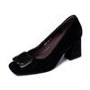 Scarpe singole retrò francesi autunnali nuovo abbigliamento esterno temperamento punta quadrata scollatura bassa comodi tacchi alti