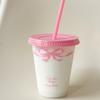 Kawaii Water Bottle For Coffee Juice Milk Tea Cute Plastic Cold Cups With Straw Lid Portable Reusable Drinking Bottle BPA Free