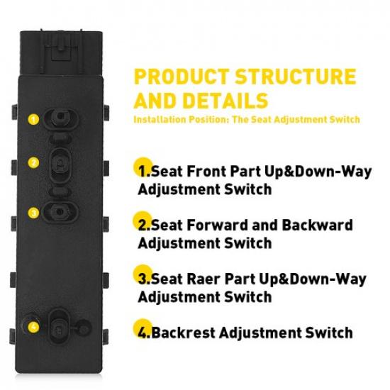 Seat Control Switch Left Driver Side For 2010-2015 Chevrolet Camaro 25974714 EXV