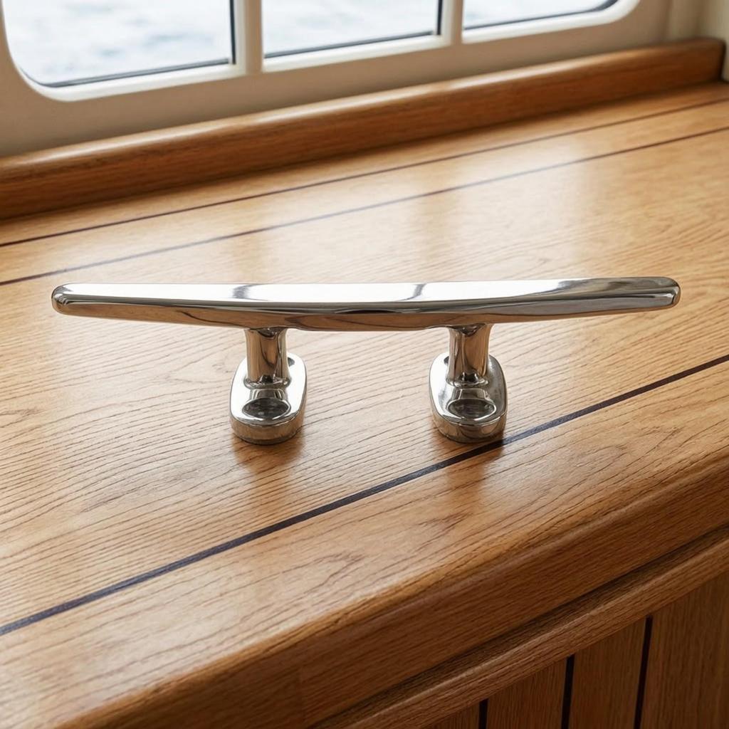 316 Stainless Steel Boat Dock Cleats | MirrorPolished Finish, Flat Cleat, for Boats 8inch Slide