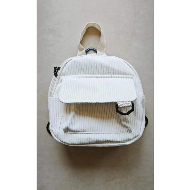 Minimalist and Versatile Striped Velvet Mini Backpack Students and Women for Leisure Travel