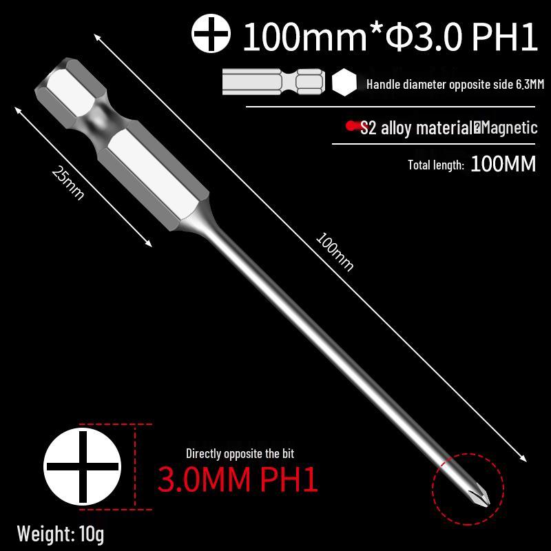 Extended S2 Hex Cross-Head Electric Screwdriver Set with Strong Magnetic & High Hardness