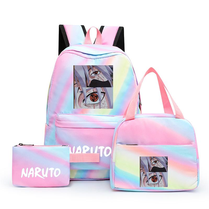 3-teiliger Schulrucksack für Mädchen Y2K mit Lunch-Taschen, Studenten-Taschen-Set, Kinder-Stifttasche, zurück zur Schule, Anime-Leinwand-Rucksack