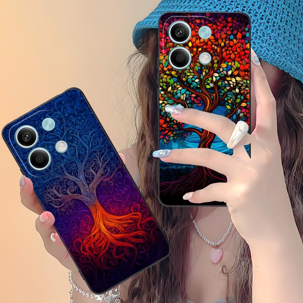 World Life Tree Mobile Phone Case for Xiaomi Redmi Note 14 13 12 11 S Pro Plus 4G 5G Colorful Printing Cover Pretty Luxury Cover