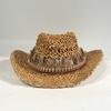 2026 Handmade Hollow Nature Cowboy Hat for Men Women Vintage Straw Weaving Beach Sun Hat Gentleman Lady Beach Cowgirl Hat