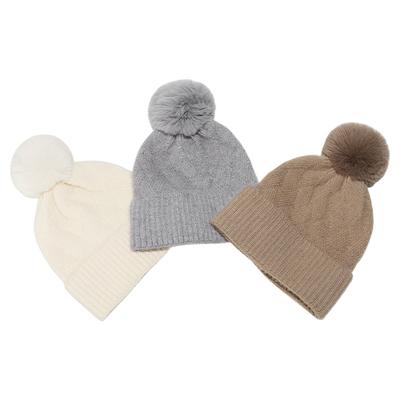 Wollhut Herbst und Winter Zopf gestreift kariert Ohrenschutz warme Mütze Imitation Nerz Strickmütze Damen