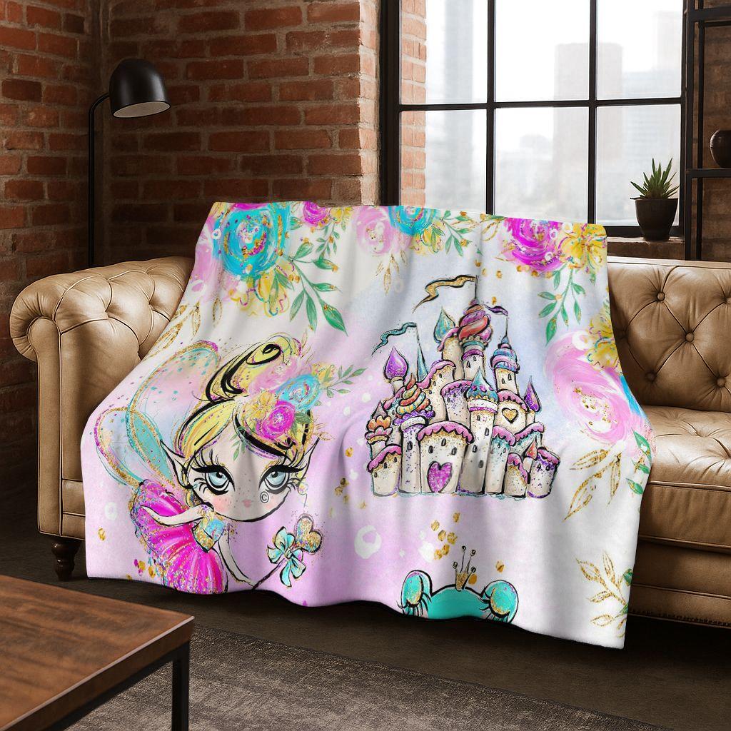 Elegant Ballet Dacing Girl Ballerina Cartoon Flannel Blanket,Cozy Soft Throw Blanket for Home Bedroom Bed Sofa Cover Gift Kids