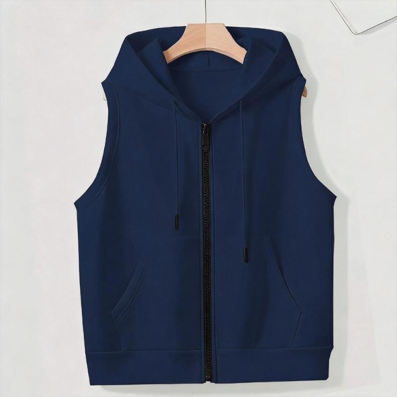 Women’s Sleeveless Sun Protection Vest Zip Up Hoodie Jacket Lightweight Drawstring Sweatshirt Outdoor Shirt with Pockets