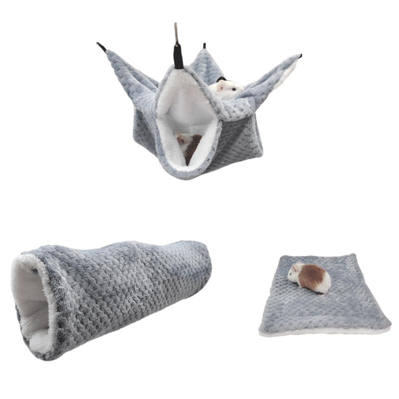 Hamster Hanging Hammock Winter Warm Nest Plush Tunnel Hideout Snuggle Hut to Sleep for Play & Rest Soft Cushion