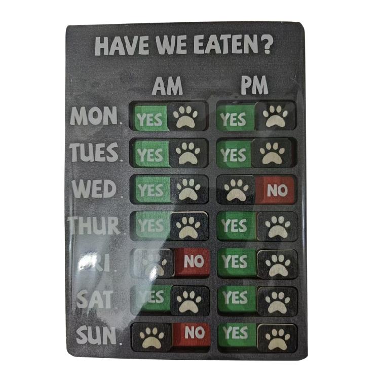 

Large Magnetic Pet Feeding Monitor Board Durable Wood Composite Clear Indicators For Daily and Weekly Tracking 1