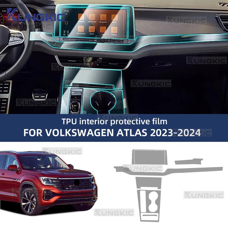 Tpu Transparent Film for VW VOLKSWAGEN ATLAS  2024 Car Interior Stickers Center Console Screen Dashboard Gear Panel
