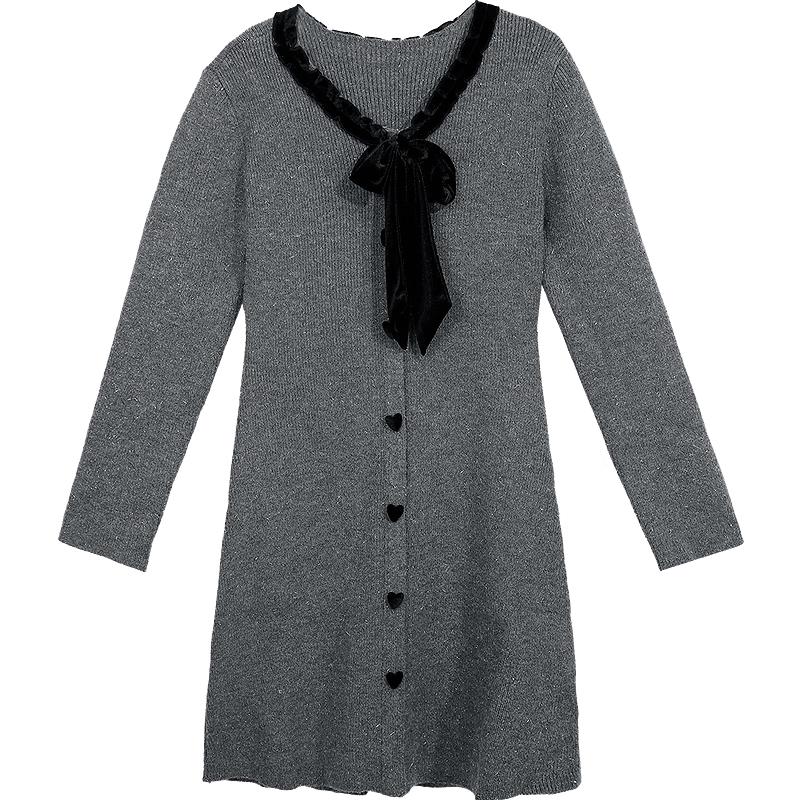 BETU Women s Velvet Bow Knit Dress L