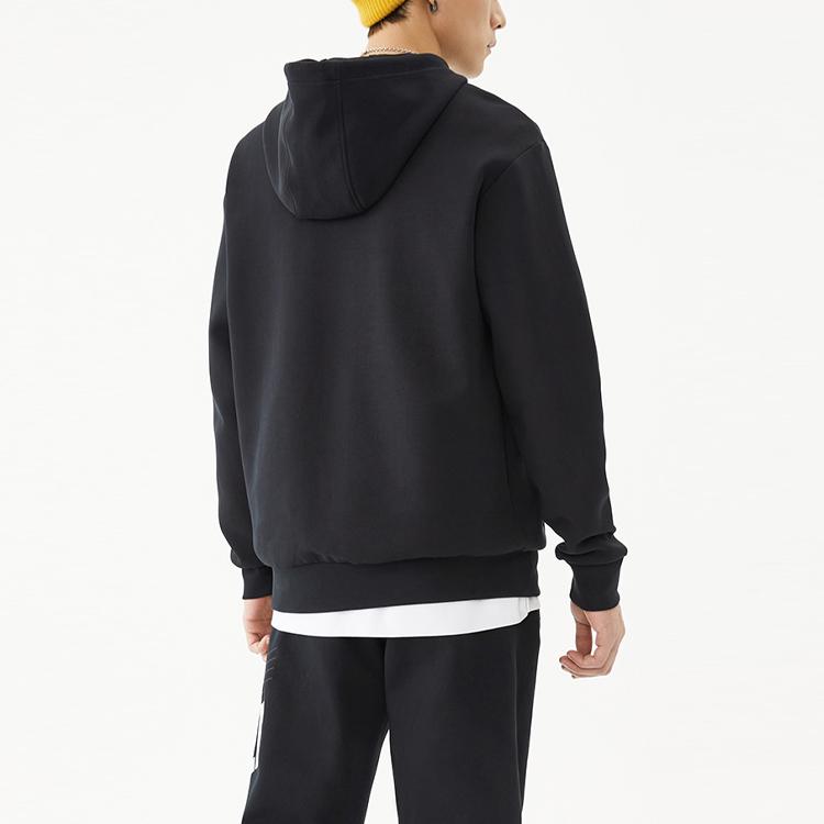 Anta Life Series Logo Print Pullover Hoodie Men Top Black 152138722-5