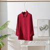 Women's Elegant Silk Commuting Shirt, Solid Color, Three-Quarter Sleeves, Mulberry Silk Top