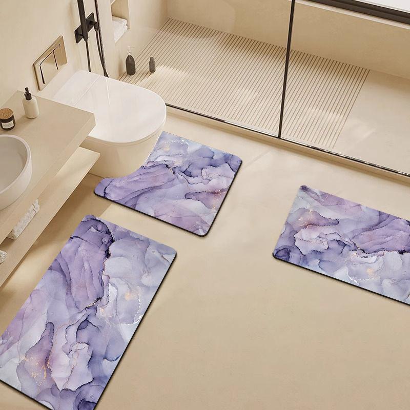 Stone Textured Printed Toilet Cushion Diatom Mud Bathroom Floor Mat Quick Drying Anti Slip Shower Pad Modern Home Decoration Bathroom Accessories