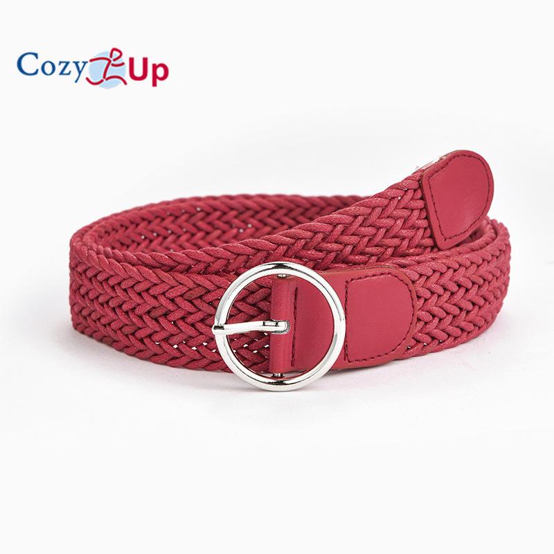 Candy Color Ladies Round Buckle Belt Retro Twist Wax Rope Braided Decorative Jeans Belt