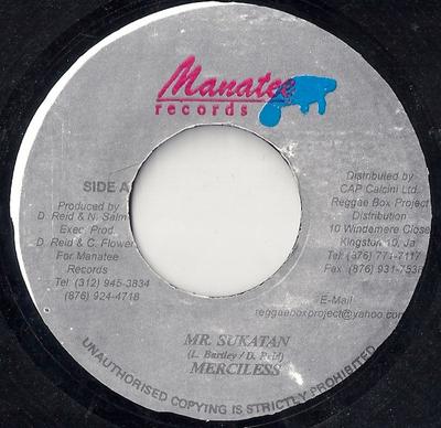 7-Zoll Schallplatte MERCILESS - Mr Sukatan NONE Manatee Records 2002 Jamaika Reggae, Ska & Dub Gebraucht