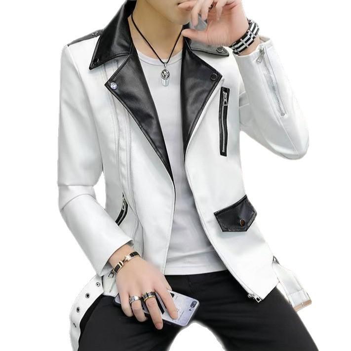 Men's jacket Spring and autumn fashion versatile leather jacket men's thin men's leather jacket top casual jacket