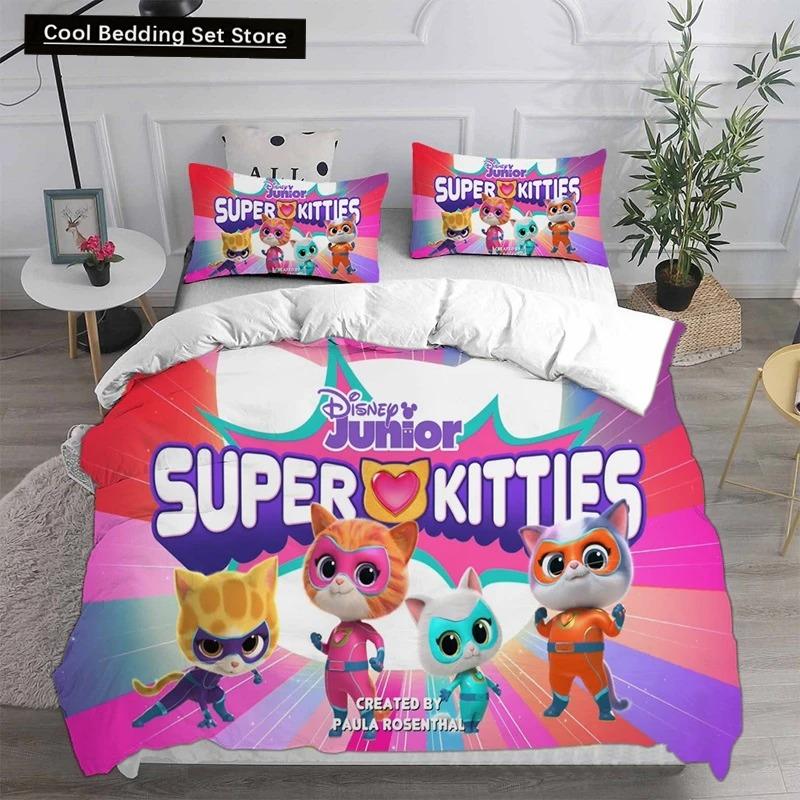 Anime Super Kitties Ložní soupravy Přikrývka Prošívaná přikrývka Přehoz na postel Povlak na přikrývku Povlak na polštář 2-3dílné sady Dětská Dospělá velikost Domácí textil