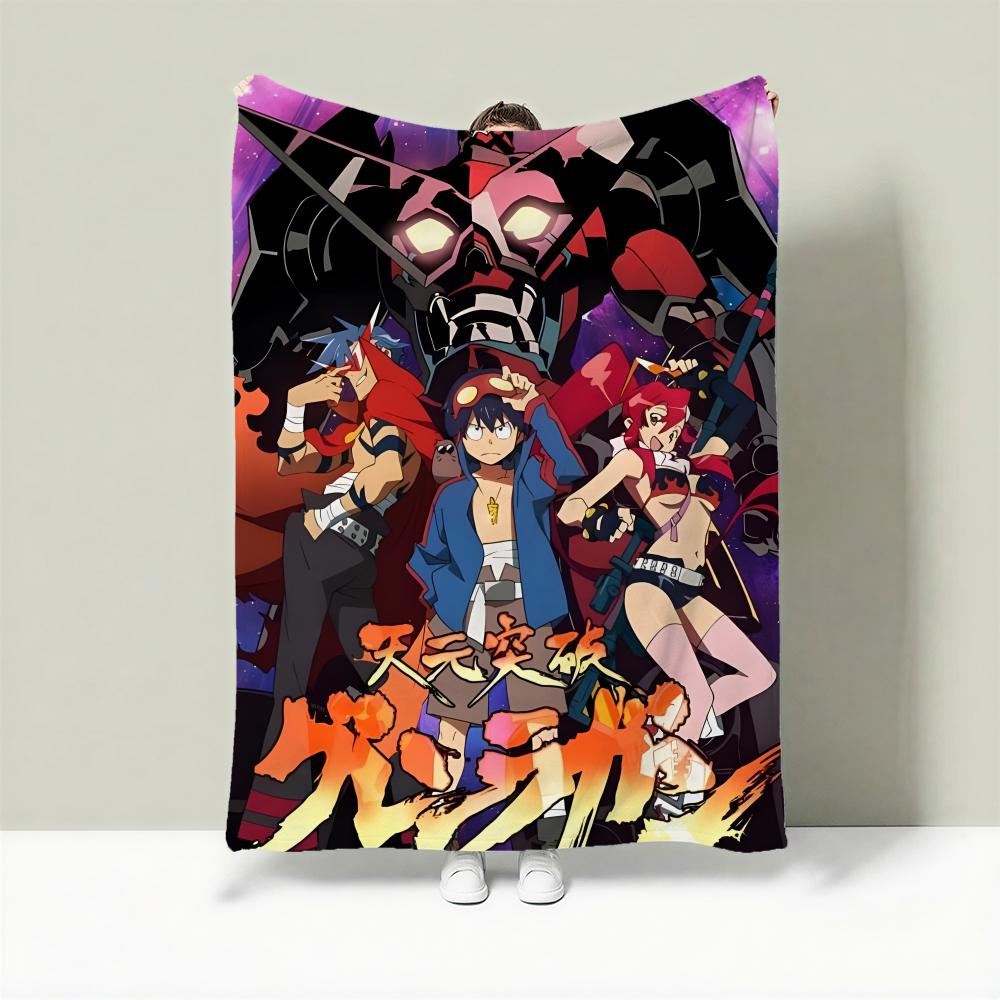 

Anime T-Tengen Toppa Gurren Lagann Throw Lightweight 240g Flannel Blanket Soft Skin-friendly for Summer Cooling 75cmx90cm