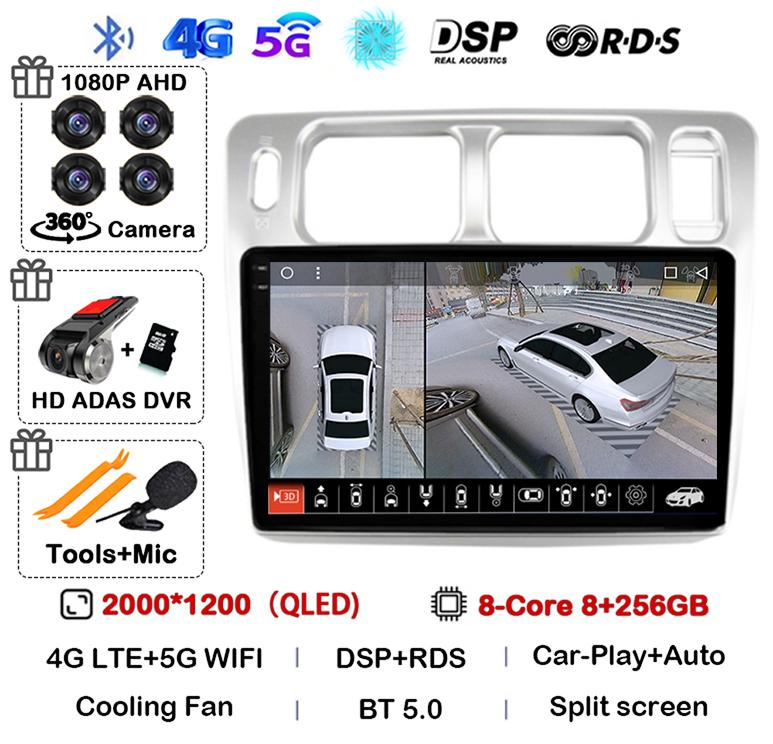 Android 14 Wireless Auto Carplay For Mitsubishi Pajero iO 1998-2007 Car Radio GPS Navigation 4G WIFI Multimedia Video Player DSP
