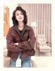 2025 Women's Frosted Jacket: Spring Fashion Loose Casual Solid Color Stand-Up Collar Top.
