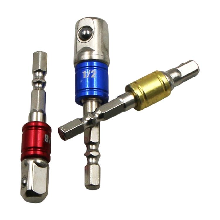 3/8Pcs Wrench Sleeve Power Drill Socket Adapter Bit Hex Drill Nut Driver Shank 1/4 3/8 1/2 Connecting Rod Head Extension