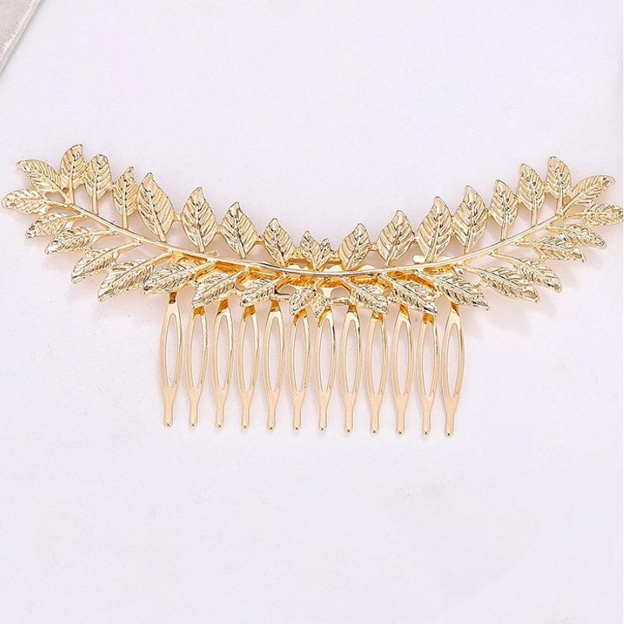 Luxus-Metallblatt-Haarkämme für Damen Hochzeits-Braut-Haarschmuck Mode Seiten-Haarklammern Anstecknadeln Braut-Haarschmuck