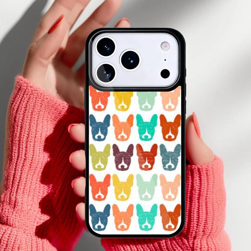 Boston Terrier Hundegesichter Handyhülle für iPhone 17 16 15 14 13 Pro Max Rückabdeckung für 12 11 Pro Coque