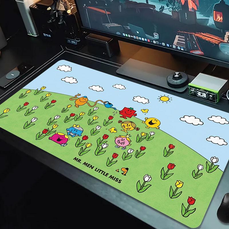 Mr. Men Little Miss Large Size Mouse Pad Large Gaming Table Cushion Non-slip Laptop Tablet Big Mousepad XXL Mat Mini PC Playmat With Lock edge