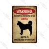 Dog Warning Vintage Tin Sign Animals Pet Metal Posters Lover Protected Pet Metal Wall Decor Plates Farm Home Kennel Metal Plaque