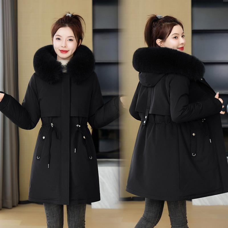 Cotton-padded Jacket Women's Middle School Long New Winter Clothes Artificial Wool Cotton-padded Coat Loose Thickening Pie To Overcome The Coat