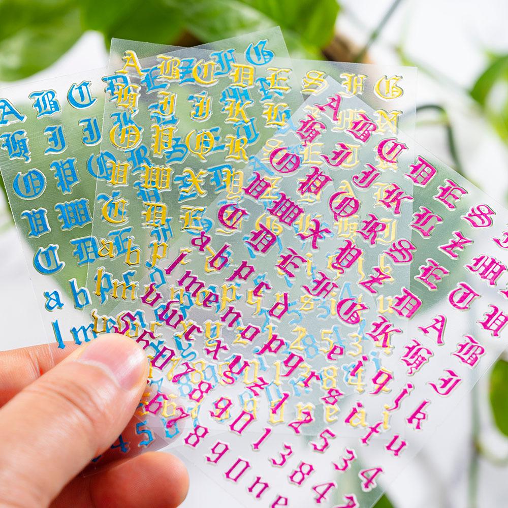 3D Adhesive-Backed Letter Manicure Decorative Sticker Fluorescent Yellow-Green Self-Adhesive Plastic Self-Adhesive Nail Sticker Nude