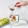 400ml Square Glass Mug With Lid and Straw Breakfast Milk Cup Microwave Safe Transparent Party Beer Coffee Mug Drinkware Glass