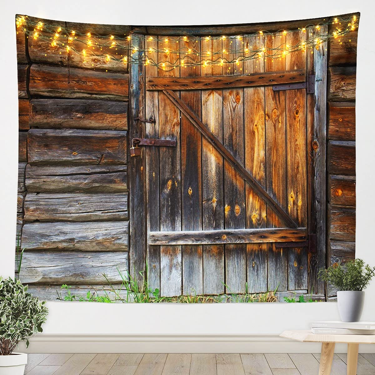 Деревянный гобелен с принтом на дверь сарая в деревенском стиле — фото 5