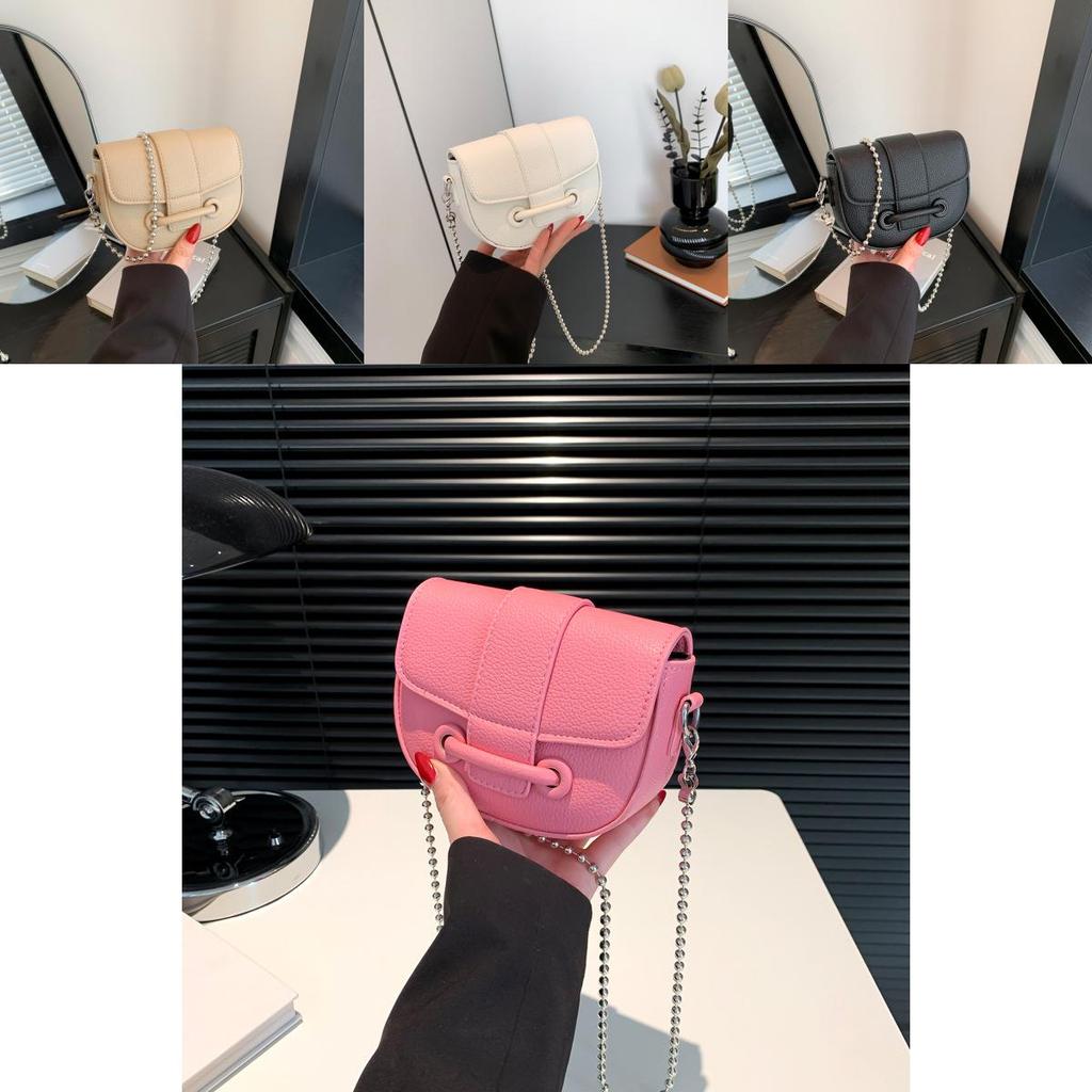 Stylish Mini Saddle Bag 2024 Spring Summer Chain Shoulder Crossbody Pu Bag Chic Design