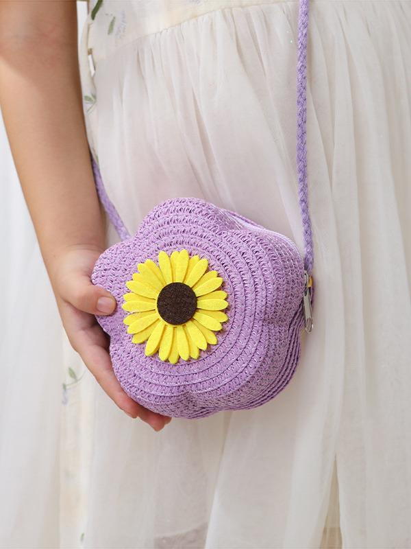 Süße florale Sommer-Strohhut-gewebte Crossbody-Mini-Tasche 2025