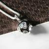 Six Prong Single Big Round Faceted Stone Pendant Women Box Link Chain Clavicle Necklace